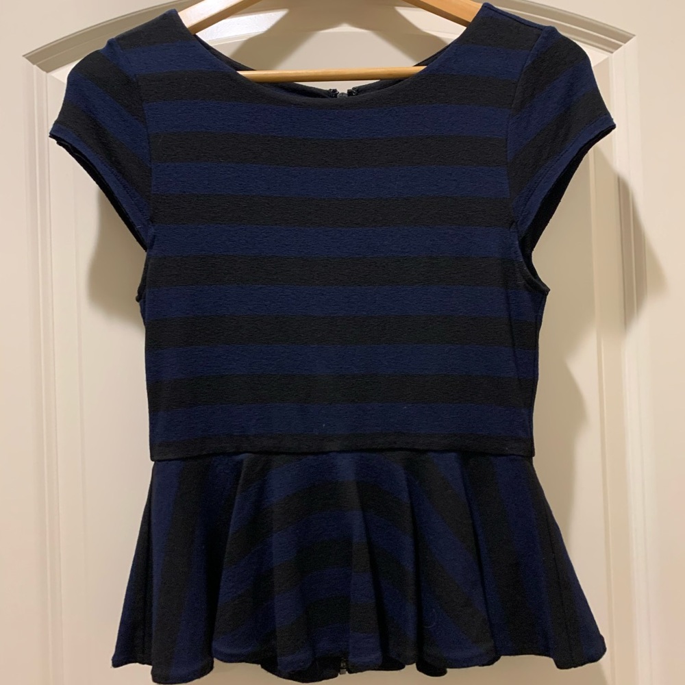 Alice + Olivia Striped Peplum Top